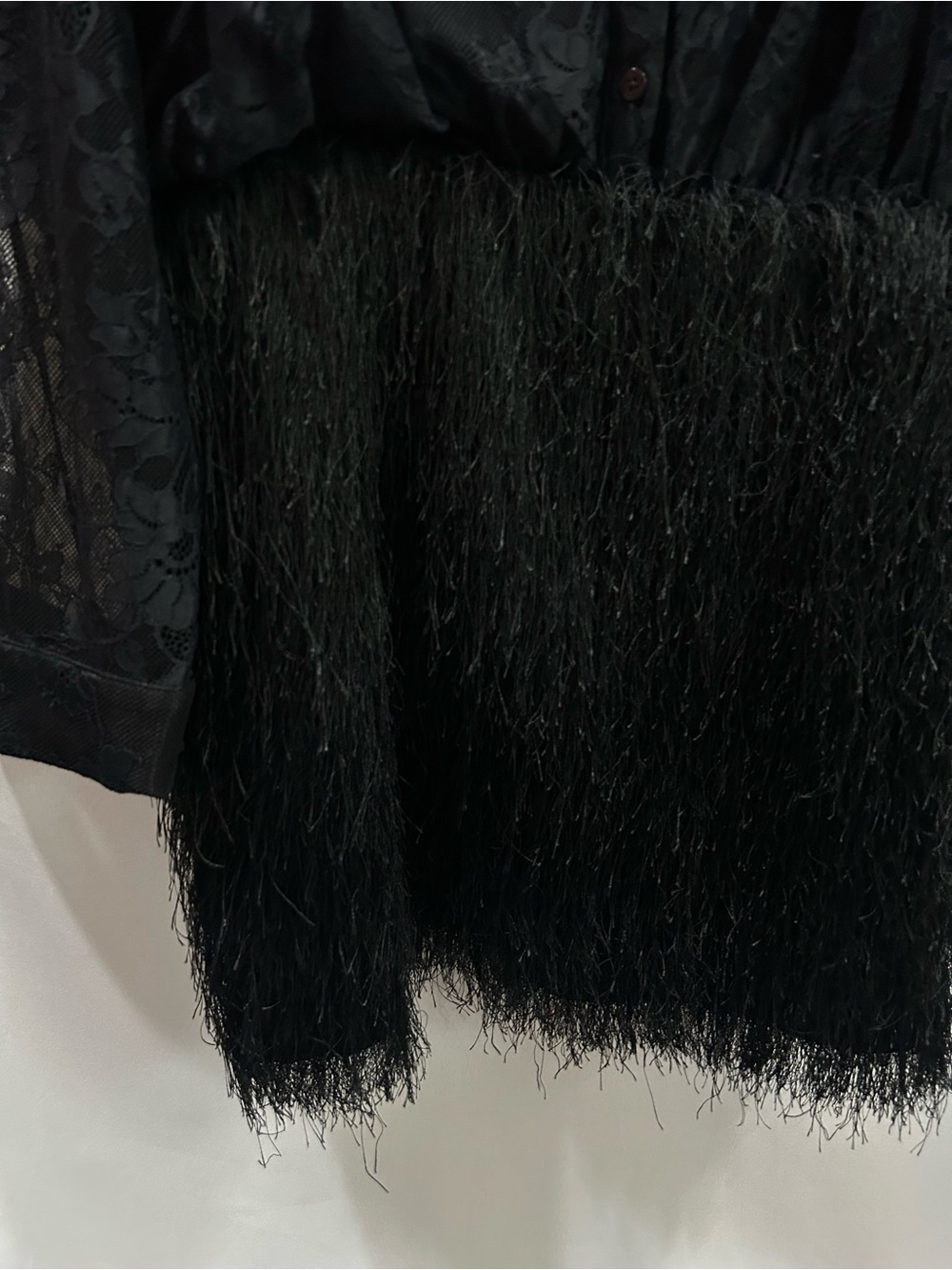 Anthropologie Maeve Black twofer Sheer Lace Blouse & Textured Fringe dress - Picture 6 of 11